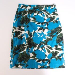 NEW J CREW no. 2 Pencil Skirt in Floral Print Turquoise sz P0 0 Petite